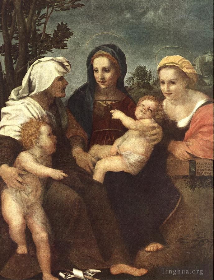 Andrea del Sarto Ölgemälde - Madonna mit Kind und den Heiligen Katharina Elisabeth und Johannes dem Täufer