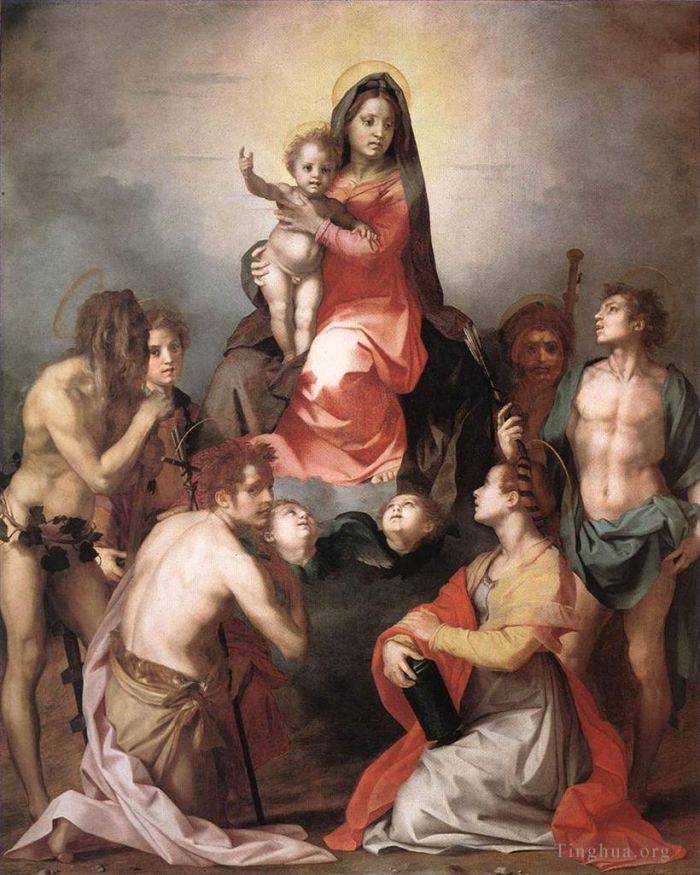 Andrea del Sarto Ölgemälde - Madonna in Herrlichkeit und Heiligen