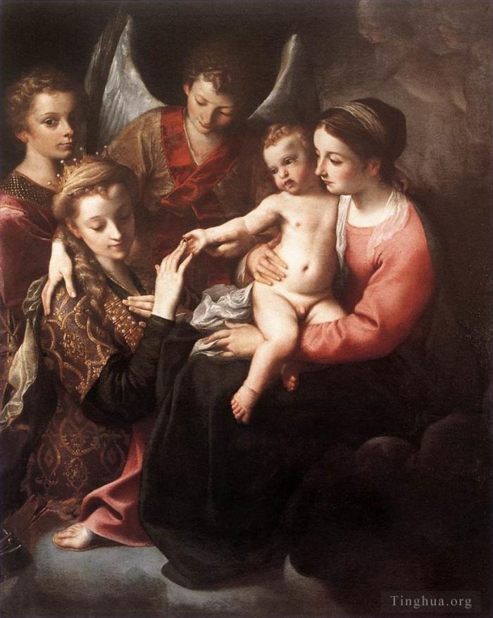 Annibale Carracci Ölgemälde - Die mystische Hochzeit der Heiligen Katharina