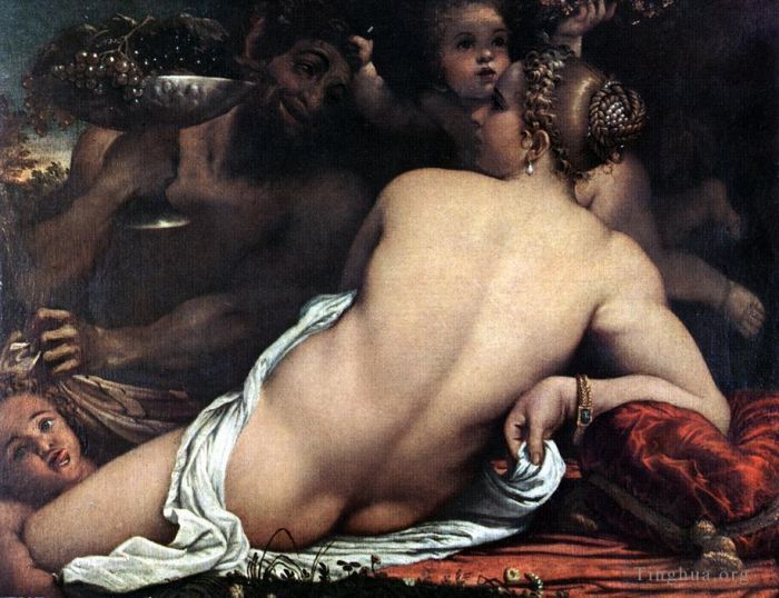 Annibale Carracci Ölgemälde - Venus mit Satyr und Amoretten