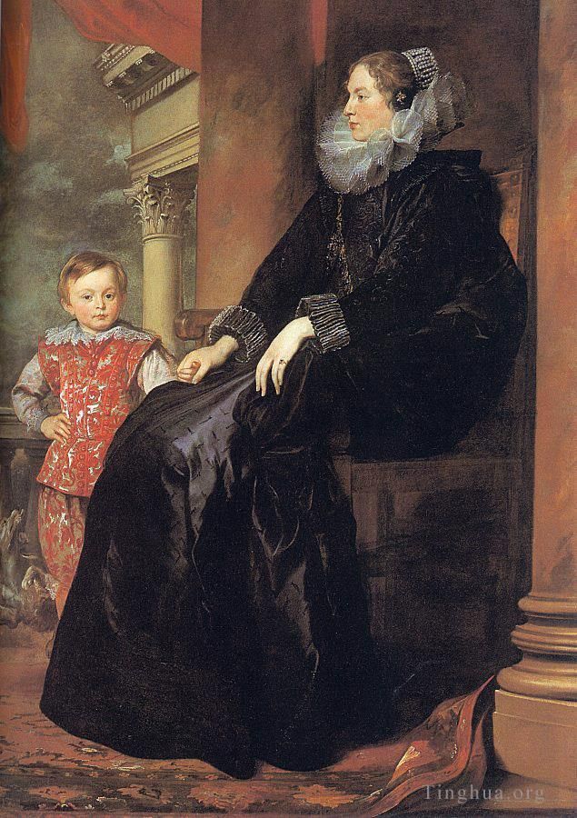 Sir Anthony van Dyck Ölgemälde - Genueser Adlige mit ihrem Sohn