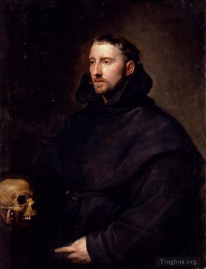 Sir Anthony van Dyck Werk - Porträt Eines Mönchs Des Benediktinerordens, Der Einen Schädel Hält