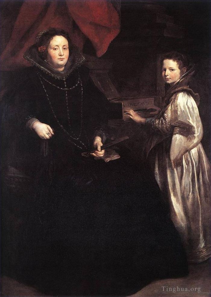 Sir Anthony van Dyck Ölgemälde - Porträt von Porzia Imperiale und ihrer Tochter