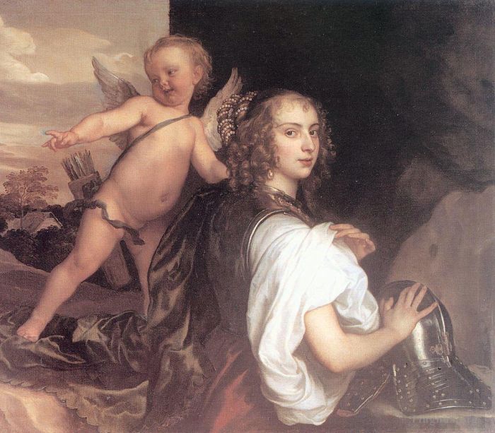 Sir Anthony van Dyck Ölgemälde - Porträt eines Mädchens als Erminia, begleitet von Amor