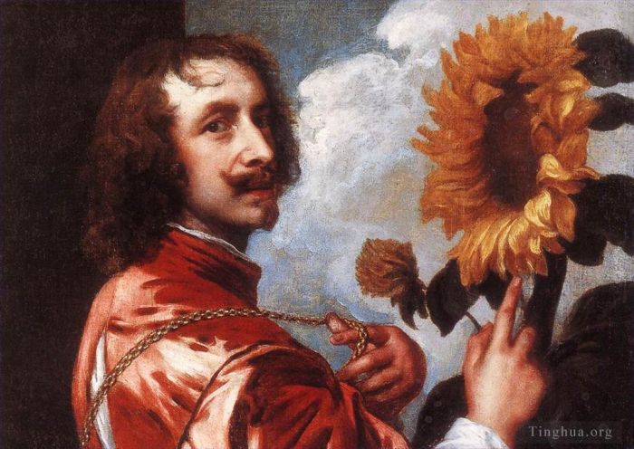 Sir Anthony van Dyck Ölgemälde - Selbstporträt mit einer Sonnenblume