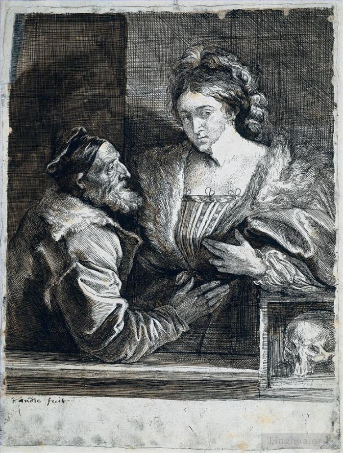 Sir Anthony van Dyck Andere Malerei - Tizians Selbstporträt mit einer jungen Frau