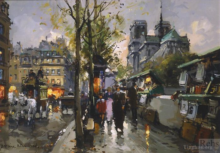 Antoine Blanchard Ölgemälde - Bouquinisten von Notre Dame