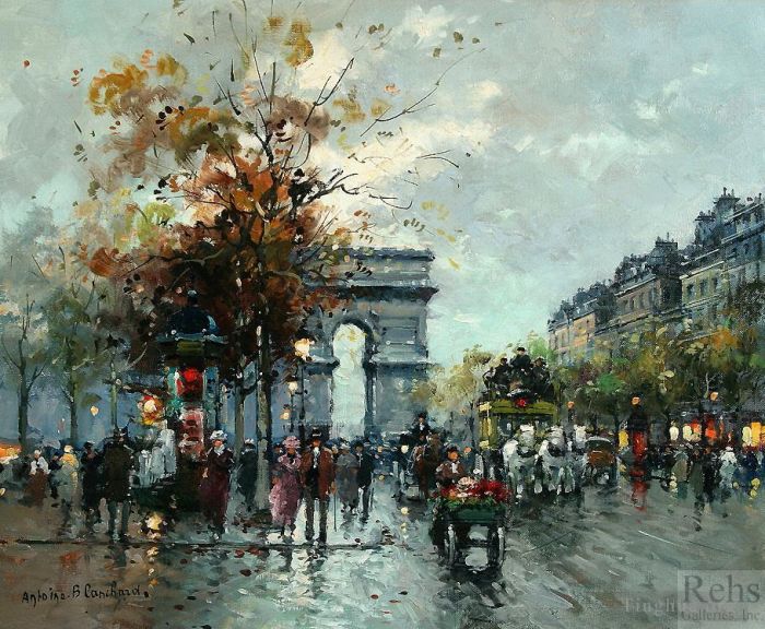 Antoine Blanchard Ölgemälde - Champs-Élysées, Arc de Triomphe 1