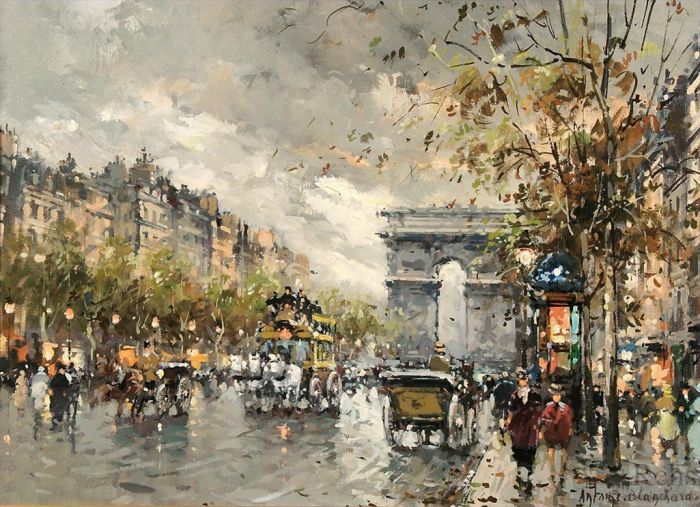 Antoine Blanchard Ölgemälde - Champs-Élysées, Arc de Triomphe 2