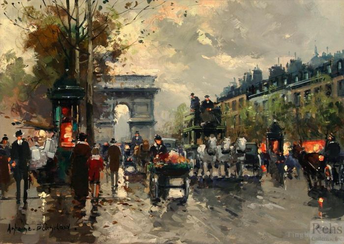 Antoine Blanchard Ölgemälde - Champs-Élysées, Arc de Triomphe
