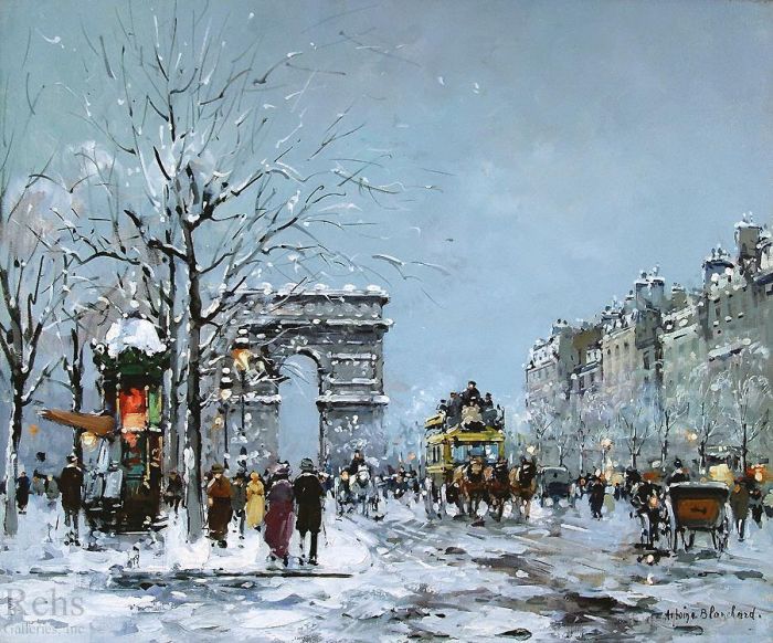 Antoine Blanchard Ölgemälde - Champs-Élysées Winter