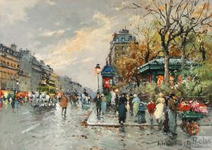 Antoine Blanchard Werk - Die Rue Lafayette und der Square Montholon
