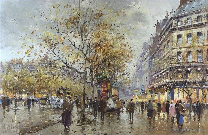 Antoine Blanchard Ölgemälde - Der Boulevard Paris