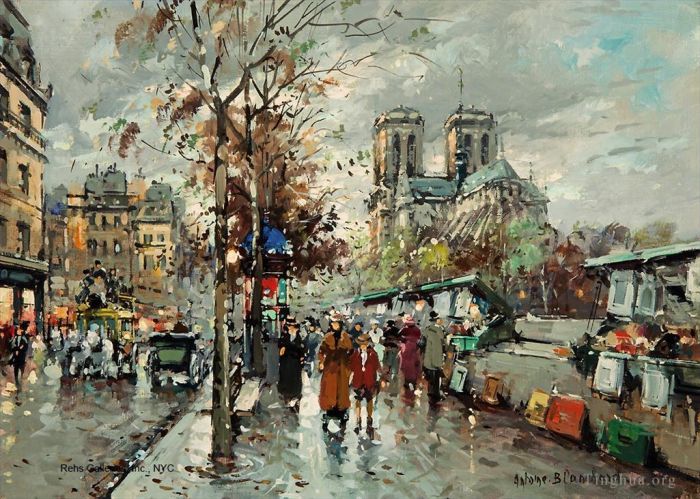 Antoine Blanchard Ölgemälde - Notre Dame les Bouquinisten