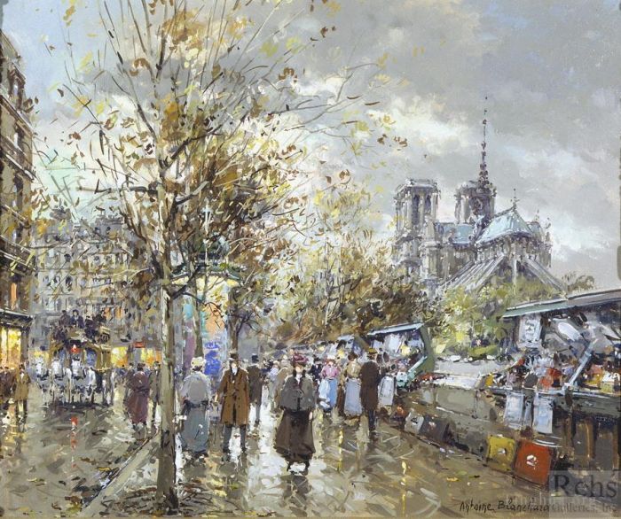 Antoine Blanchard Ölgemälde - Paris les bouquinistes