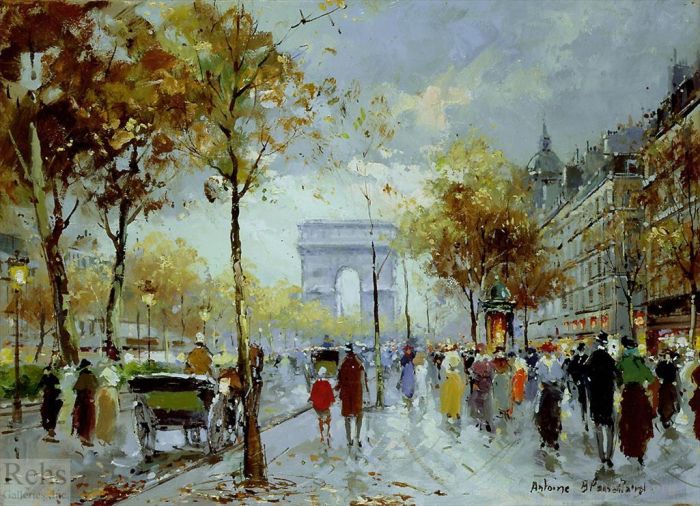 Antoine Blanchard Ölgemälde - Paris les Champs-Élysées