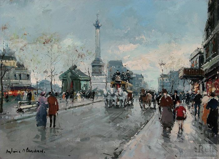 Antoine Blanchard Ölgemälde - Place de la Bastille