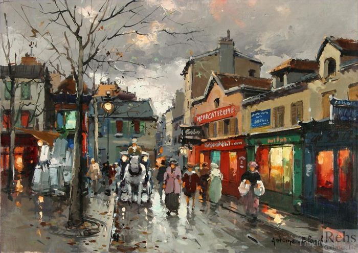 Antoine Blanchard Ölgemälde - Rue Norvins Place du Tertre Montmartre