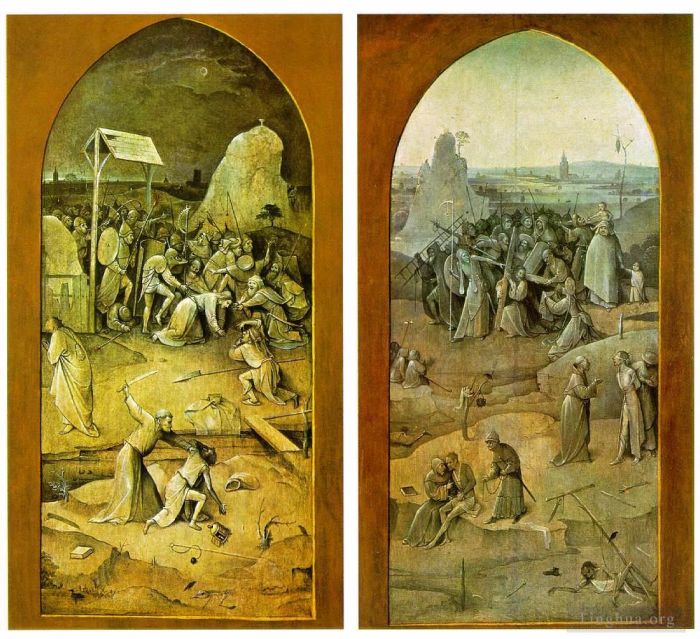 Jean-Antoine Watteau Ölgemälde - Versuchung des heiligen Antonius auf den Außenflügeln des Triptychons
