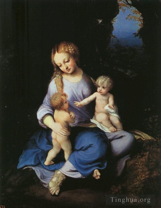 Antonio Allegri da Correggio Ölgemälde - Madonna und Kind mit dem jungen Heiligen Johannes