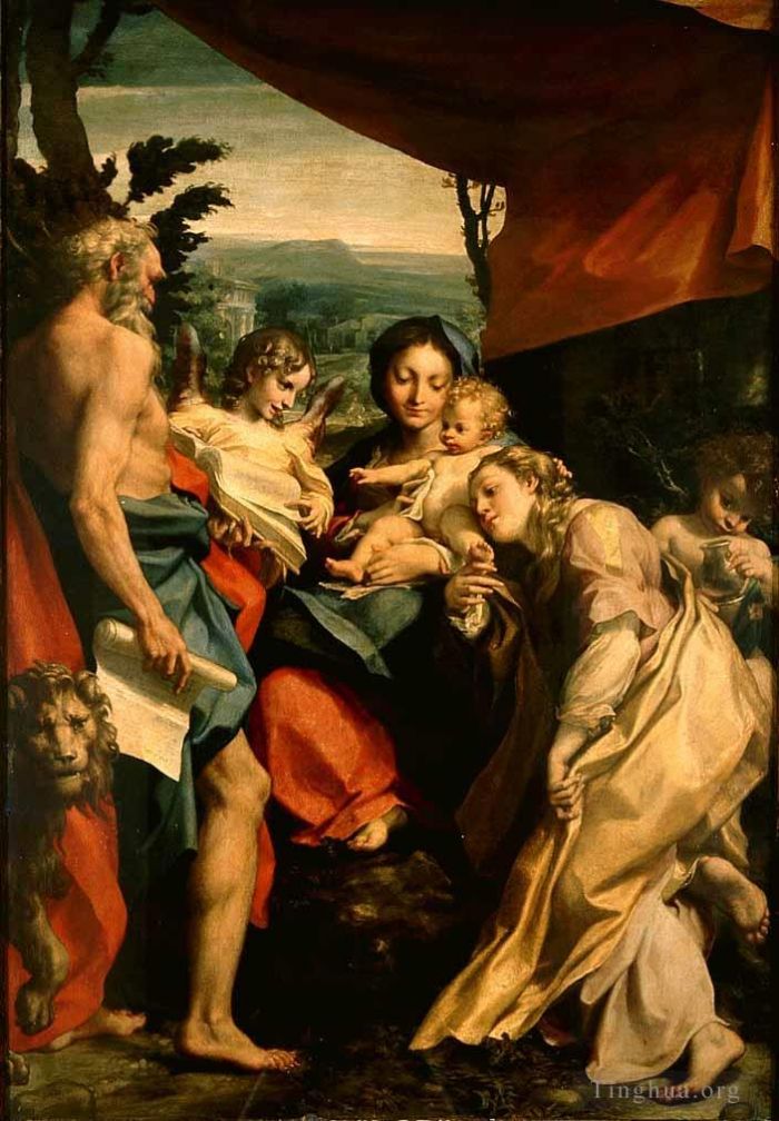 Antonio Allegri da Correggio Ölgemälde - Madonna mit dem heiligen Hieronymus am Tag
