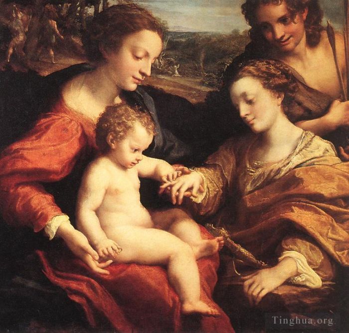 Antonio Allegri da Correggio Ölgemälde - Die mystische Hochzeit der Heiligen Katharina 2