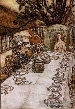Arthur Rackham Werk - Alice im Wunderland Eine verrückte Teeparty