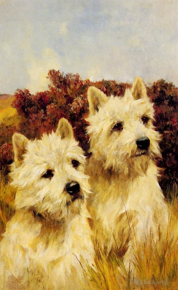 Arthur Wardle Ölgemälde - Jacque und Jean Champion Westhighland White Terrier