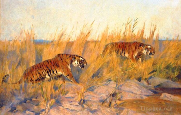 Arthur Wardle Ölgemälde - Tiger