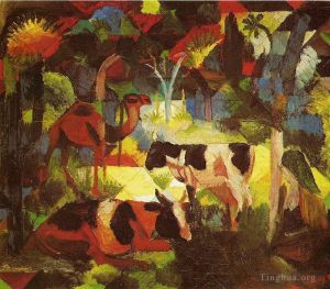 August Macke Werk - Landschaft mit Kühen und Kamelen