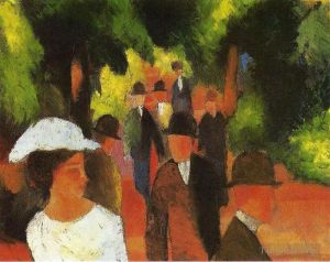 August Macke Werk - Promenade mit halblangem Mädchen in Weiß