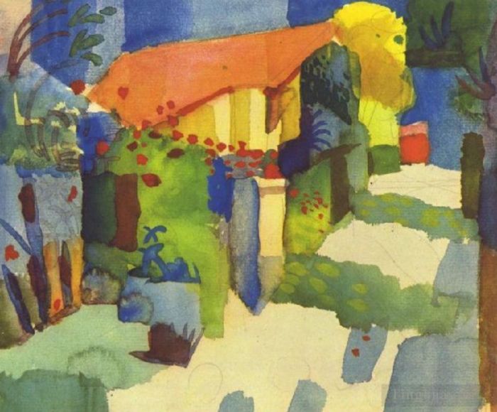 August Macke Andere Malerei - Haus im Garten