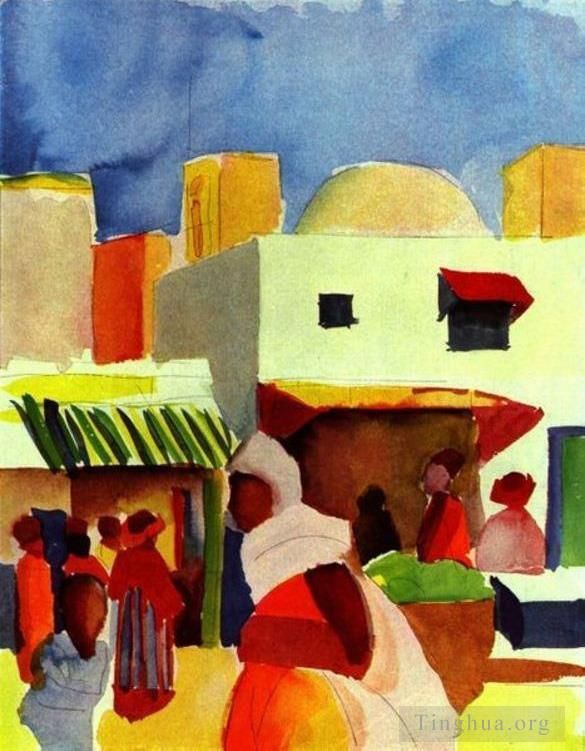 August Macke Andere Malerei - Markt in Algier