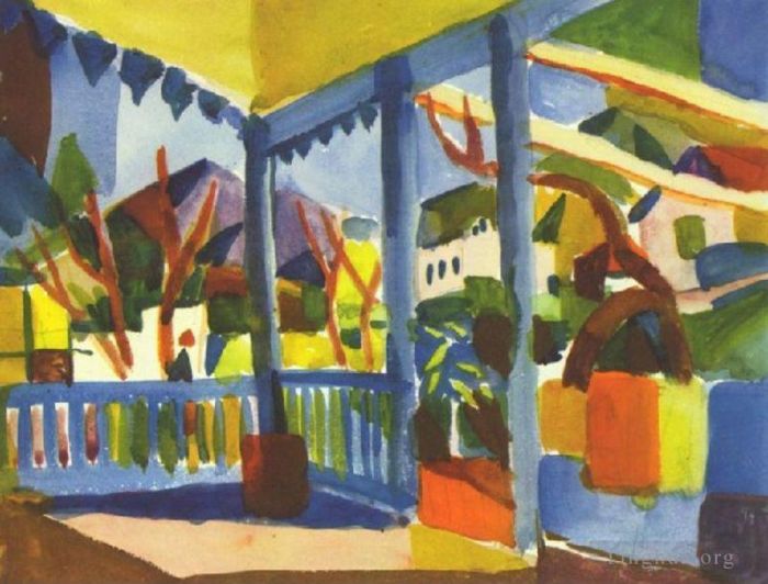 August Macke Andere Malerei - Terrasse des Landhauses in St. Germain
