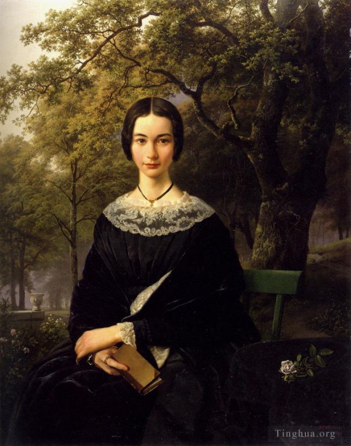 Barend Cornelis Koekkoek Ölgemälde - Porträt einer jungen Dame