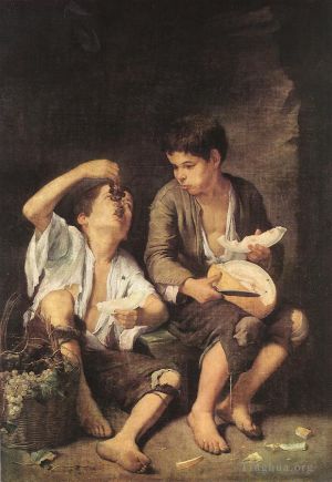 Bartolomé Esteban Murillo Werk - Jungen essen Obst, Trauben- und Melonenesser