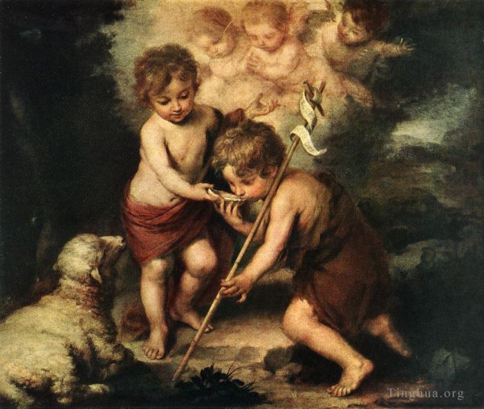 Bartolomé Esteban Murillo Ölgemälde - Kinder mit Muschel