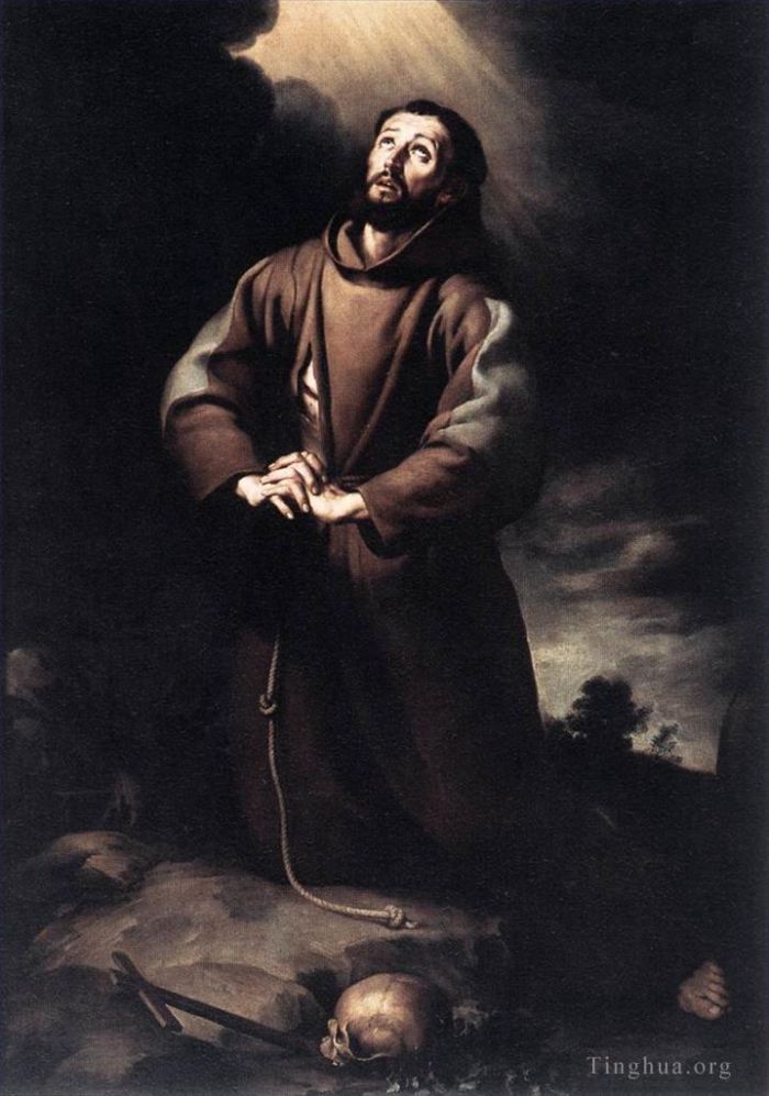 Bartolomé Esteban Murillo Ölgemälde - Der heilige Franziskus von Assisi im Gebet
