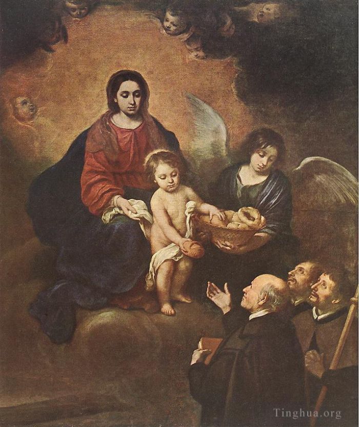 Bartolomé Esteban Murillo Ölgemälde - Das Jesuskind verteilt Brot an Pilger