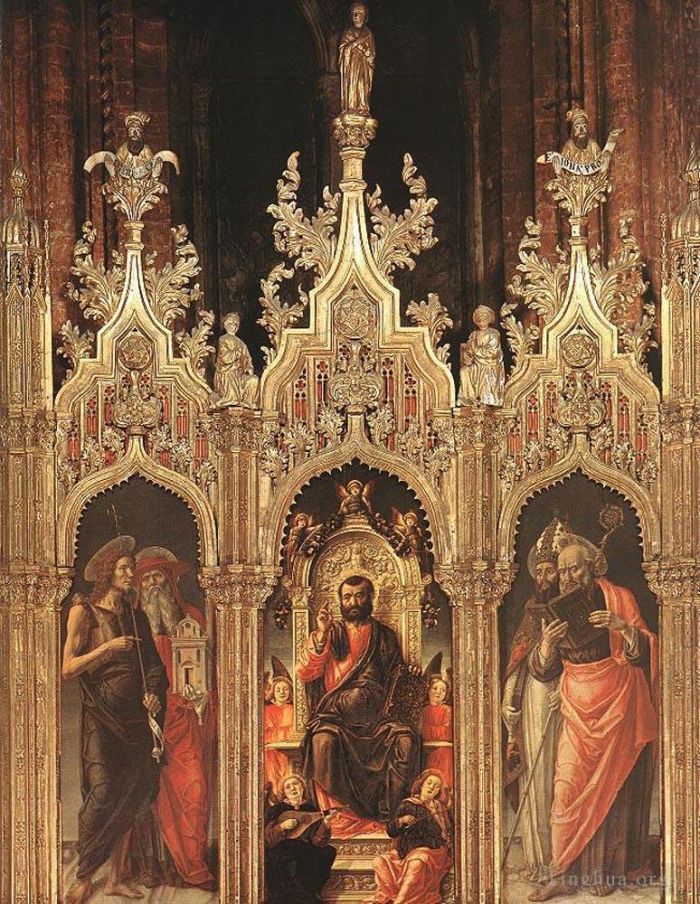 Bartolomeo Vivarini Andere Malerei - Triptychon des Heiligen Markus 1474