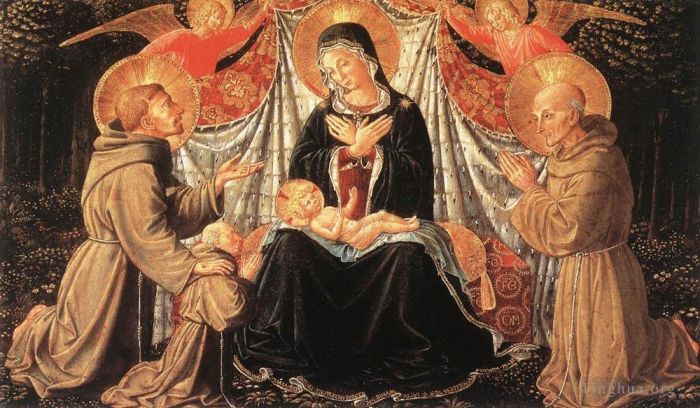 Benozzo Gozzoli Andere Malerei - Madonna mit Kind und den Heiligen Franziskus und Bernhardin sowie Fra Jacopo