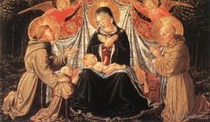 Benozzo Gozzoli Werk - Madonna mit Kind und den Heiligen Franziskus und Bernhardin sowie Fra Jacopo