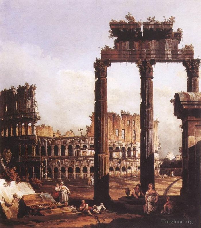 Bernardo Bellotto Ölgemälde - Capriccio mit dem Kolosseum