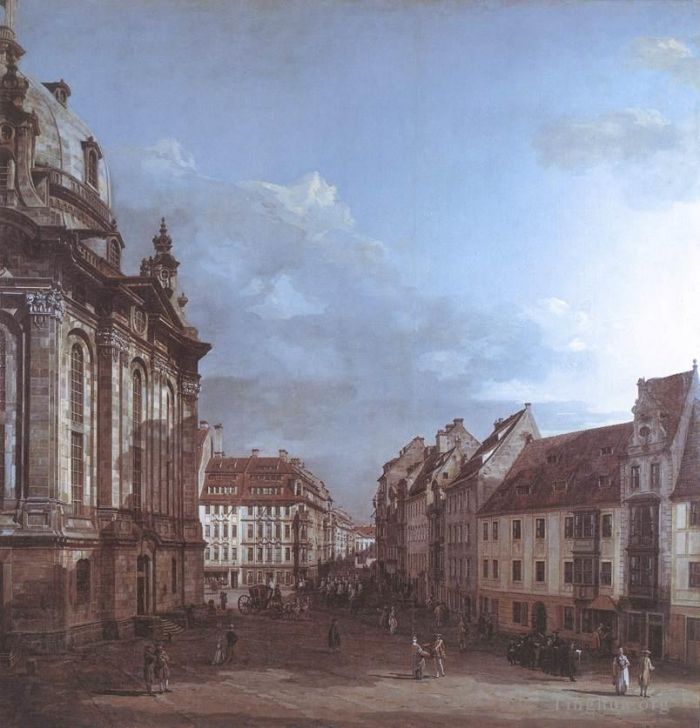 Bernardo Bellotto Ölgemälde - Dresden Die Frauenkirche und die Rampische Gasse