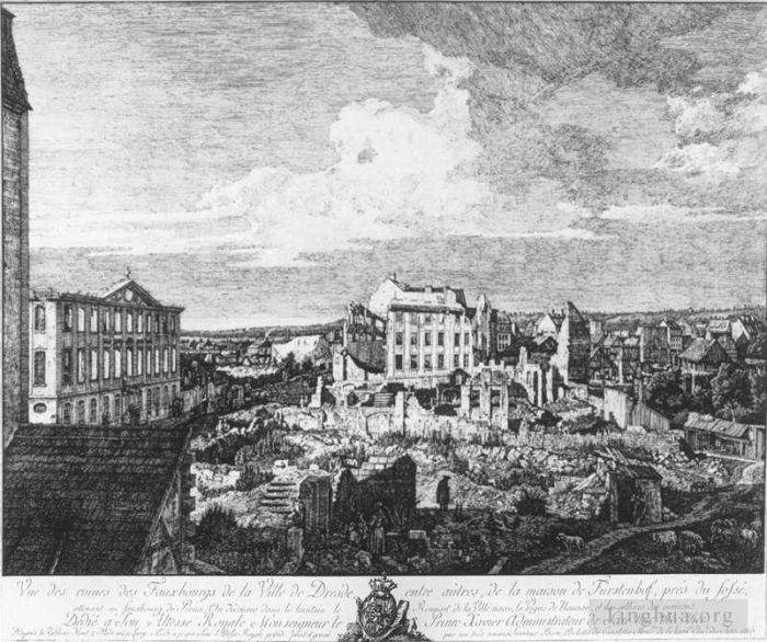 Bernardo Bellotto Ölgemälde - Dresden Die Ruinen der Pirnaischen Vorstadt Radierung