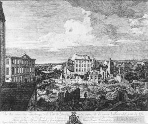 Bernardo Bellotto Werk - Dresden Die Ruinen der Pirnaischen Vorstadt Radierung