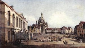 Bernardo Bellotto Werk - Neuer Marktplatz in Dresden vom Judenhof aus