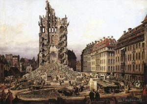 Bernardo Bellotto Werk - Die Ruinen der alten Kreuzkirche in Dresden