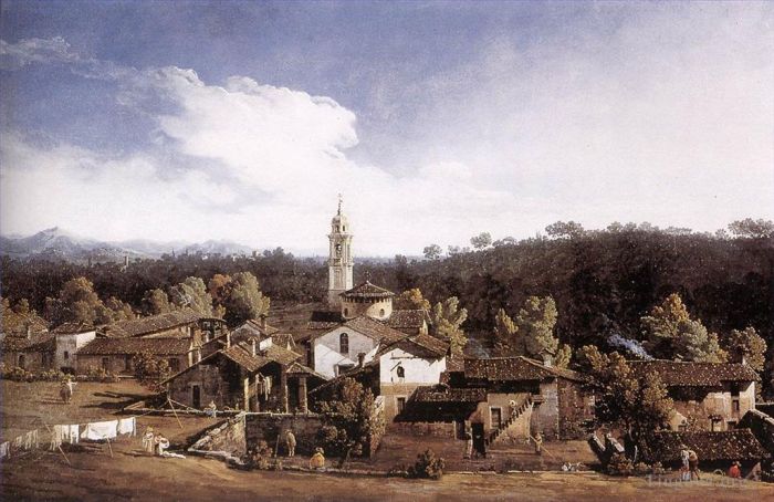 Bernardo Bellotto Ölgemälde - Blick auf Gazzada in der Nähe von Varese