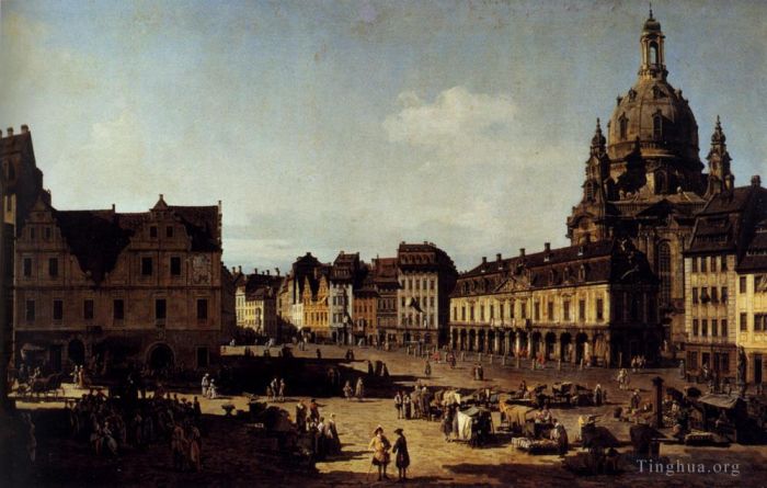 Bernardo Bellotto Ölgemälde - Blick auf den Neuen Markt in Dresden
